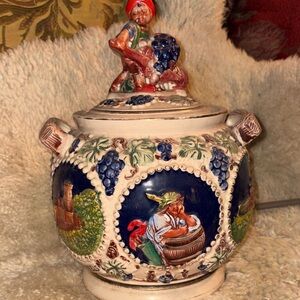 Vintage Ceramic Grape Harvest Jar